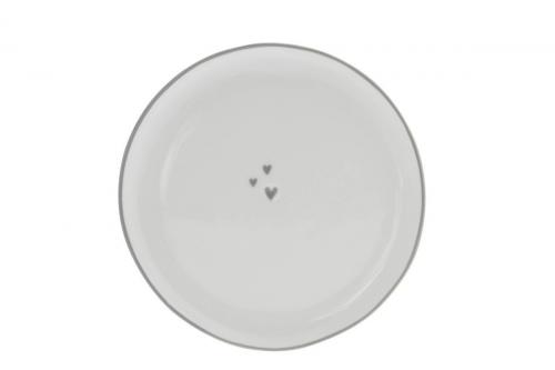 Bastion Collections Cake Plate White/little Hearts Grey