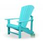 Preview: Türkisfarbener Adirondack Chair aus recyceltem Kunststoff auf einer Holzterrasse im Garten