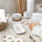 Preview: Teller White Brown Hearts, Bastion Collections Servierteller oval, Keramik Teller mit Herzen, skandinavisches Geschirr oval,