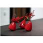 Preview: Drei DutZ Tumbling Glasvasen in Rot mit asymmetrischer Form und floraler Dekoration auf dunklem Tisch