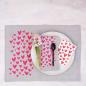 Preview: Frohstoff Textilmanufaktur Tischset Leinen grau Herz neonpink