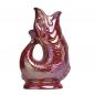 Preview: Original Gluggle Jug Cranberry Lustre XL Wasserkrug in Fischform mit schimmernder beeriger Keramikglasur