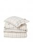 Preview: Lexington White/Brown Checked Cotton Flannel Bettwäsche SET