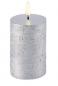 Preview: Uyuni LED Pillar Kerze Metallic silver, Rustic 5 x 7,5 cm, schick, schoen