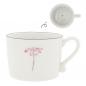 Preview: Bastion Collections Tasse Cup White /Rose Flower 10x8x7cm