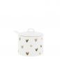 Preview: Bastion Collections Zuckerdose, Zuckerdose White Brown Hearts, Bastion Collections Keramik Dose,