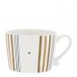 Preview: Bastion Collections Tasse, Henkeltasse White Little Stripes, Keramik Tasse braun schwarz, Bastion Collections Becher gestreift