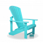 Preview: Türkisfarbener Adirondack Chair inmitten blühender Kübelpflanzen und Bäume