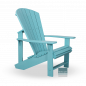 Preview: Adirondack Chair in Aqua zwischen sommerlichen Kübelpflanzen und Bäumen