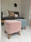 Preview: WMG Holz-Hocker Harry mit Stoff Boston / Natur pink