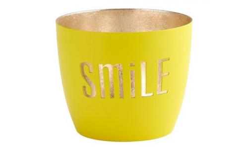 Gift Company Madras Windlicht M, Smile, neon, gelb/gold