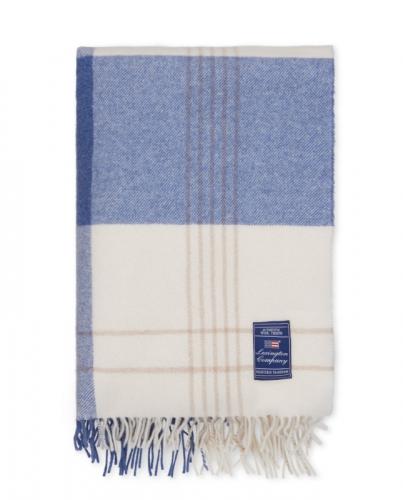 Lexington Blue Beige Checked Recycled Wool Throw
