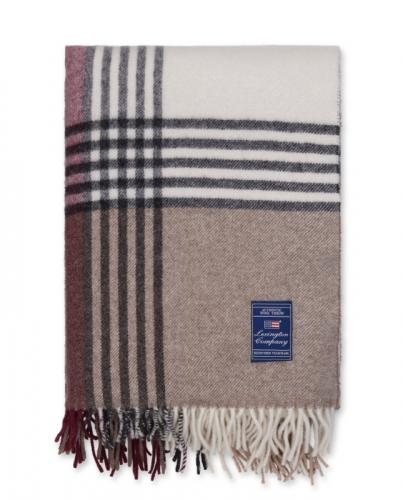 Lexington Stone Burgundy Checked Recycled Wool Throw