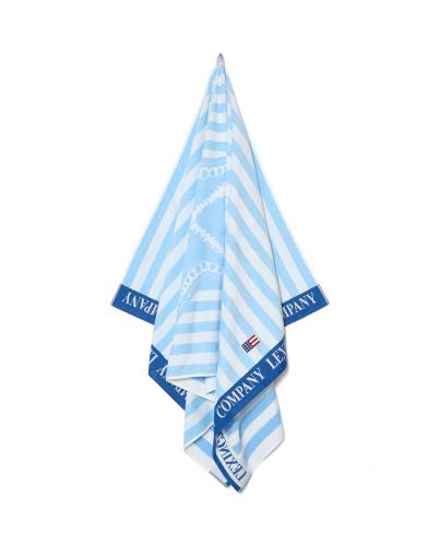 Preview: Lexington Summer Cotton Velour Beach Towel Blue White