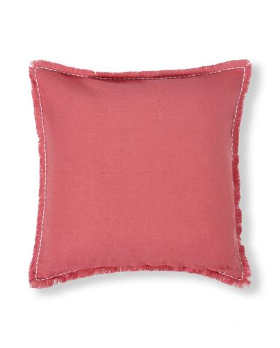 Preview: Lexington Summer Embroidered Patch Leinen Cotton Kissenbezug Pink White