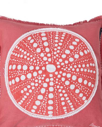 Preview: Lexington Summer Embroidered Patch Leinen Cotton Kissenbezug Pink White