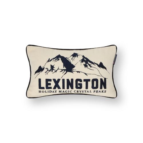 Lexington Mountains, Lexington Logo Kissen, Lexington Wolle, Lexington Winter, Kissen 50x30, Dekokissen 50x30, rechteckiges Kissen, Wollkissen, Kissen Wollmix, Kissen Bergmotiv, Berge Kissen, Winterkissen