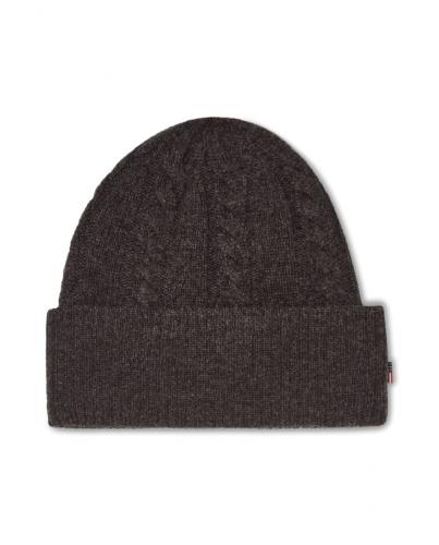 Lexington Yak/Merino Wool Blend Cable Knitted Beanie Dark Gray Melange
