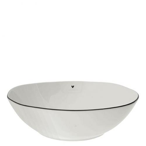 Bastion Collections Bowl Salad white heart in black
