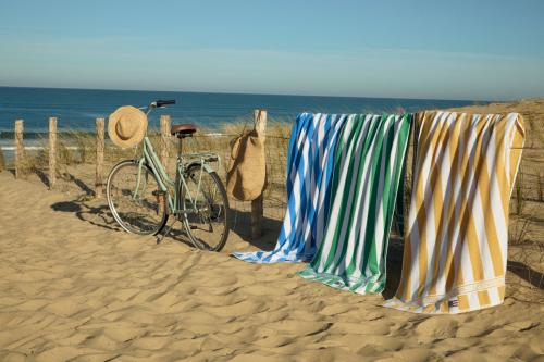Lexington Summer Cotton Velour Beach Towel Green White