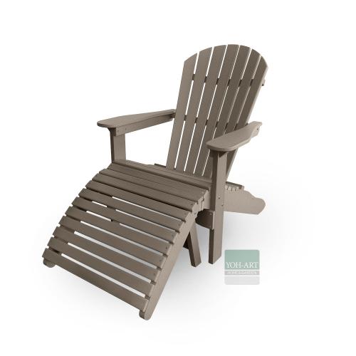 Preview: Adirondack Chair USA Classic Relax Weatherwood Fußteil links Detail – stabile Konstruktion im Adirondack Design