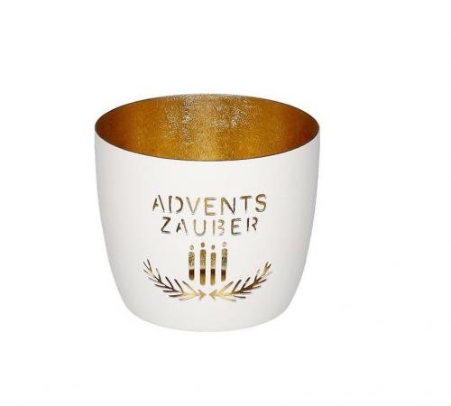 Gift Company Madras Windlicht Adventszauber, weiß gold