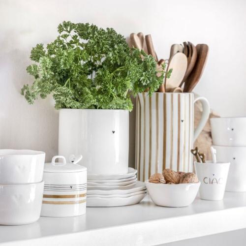 Preview: Geschirr schwarz braune Streifen, Bastion Collections Neuheiten, skandinavisches Geschirr modern, stilvolle Zuckerdose