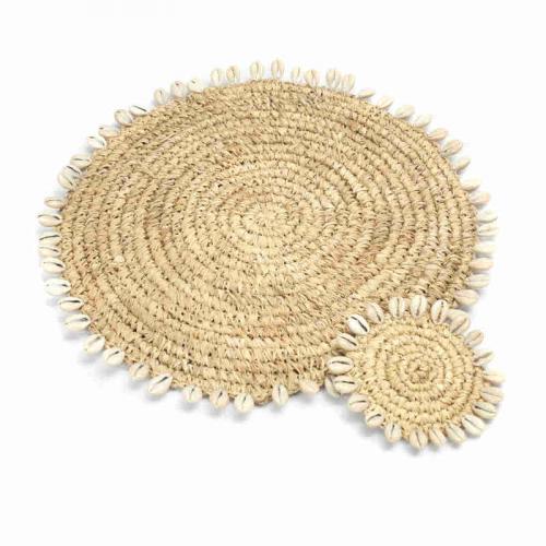 The Raffia Shell Placemat - Natural, schick, 
