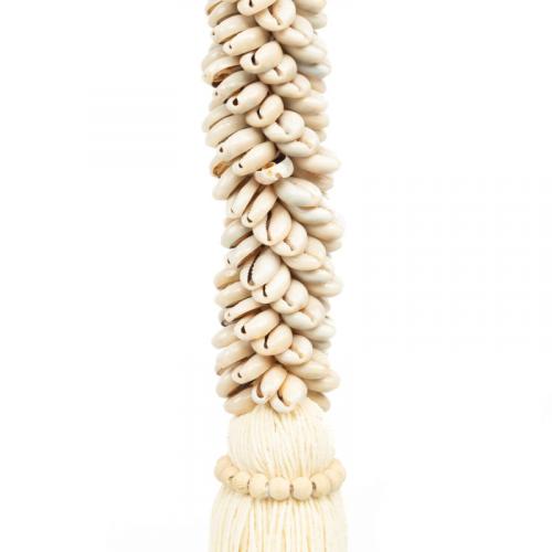 The Cowrie & Cotton Tassel - Natural, Close up