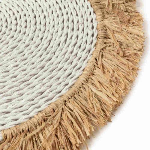 The Seagrass Raffia Placemat - White Natural, Close up