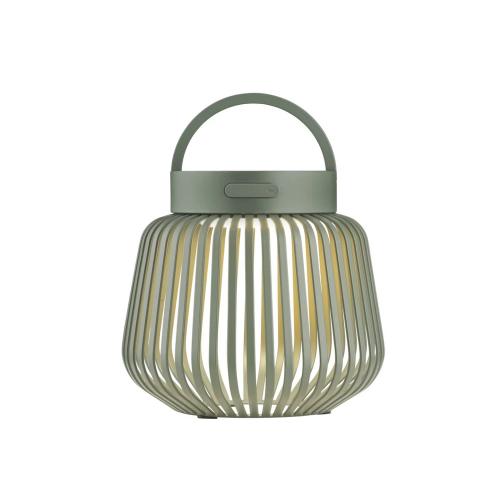 Preview: Mobile LED-Leuchte LITO XS von blomus in Agave Green, seitliche Ansicht mit offenen Metallstreben