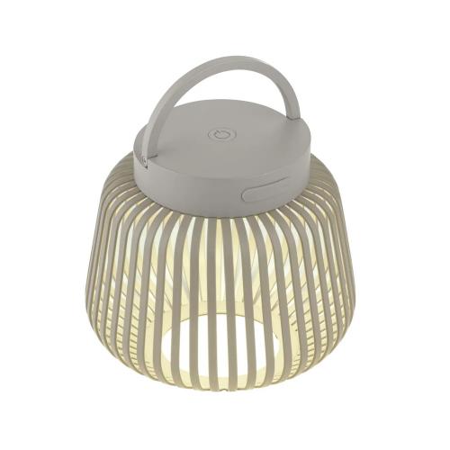 Preview: Mobile LED-Leuchte LITO XS von blomus in Mourning Dove, seitliche Ansicht mit offenen Metallstreben