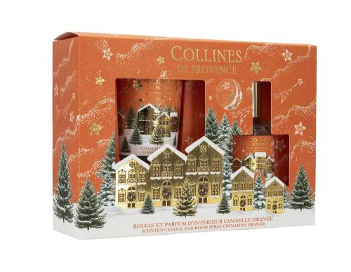 Collines de Provence Geschenkset Raumspray und Kerze Zimt Orange