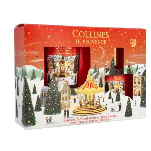 Collines de Provence Geschenkset Raumspray und Kerze 75g Gewürzsterne