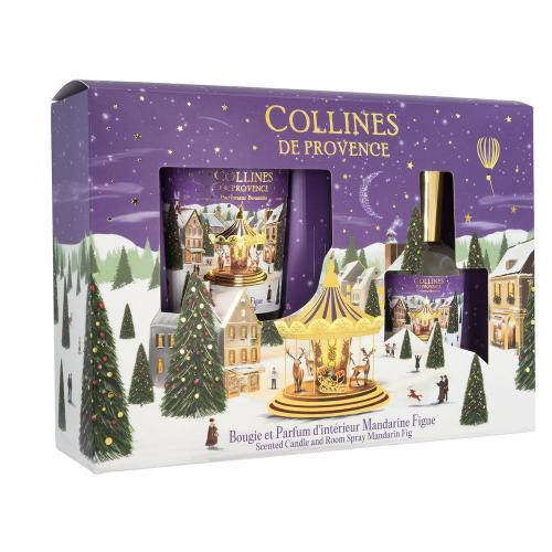 Collines de Provence Geschenkset Raumspray und Kerze 75g Mandarine Feige