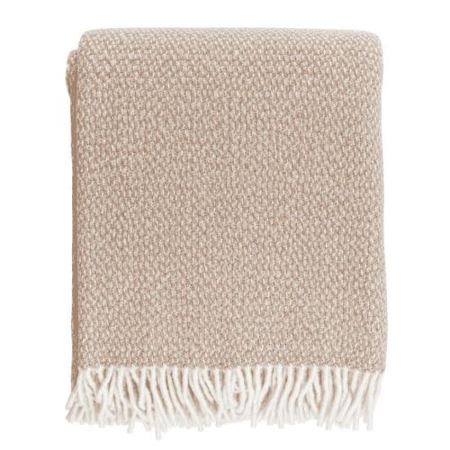 Wolldecke weiß beige, D&T Kuscheldecke Naturmaterial, Skandi Wohldecke Schurwolle
