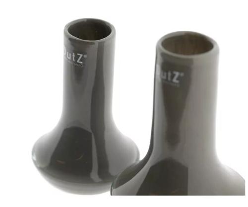 Preview: Handgefertigte Vase aus Glas 19cm, Aesthetic Flower Vase Taupe, Luxus Wohnaccessoires DutZ, Dekovase Taupe 2.0