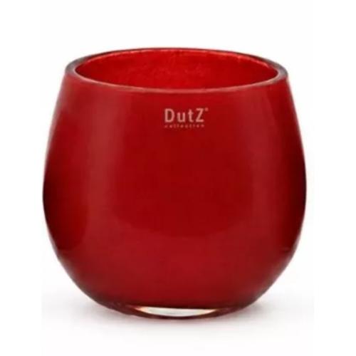 DutZ Vase Pot Red H14/D16 aus glänzendem rotem Glas mit bauchiger Form