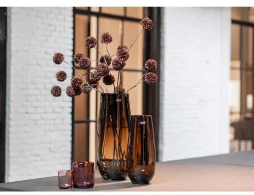 Preview: Mundgeblasene Vase Smoky Brown, Exklusive Glasvase braun groß, Skandi Dekoration Erdtöne