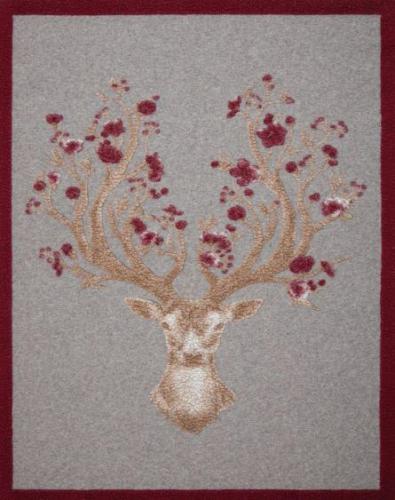 Frati HomeTextiles Happy Deer Decke Bordeaux, schick, schoen, rot