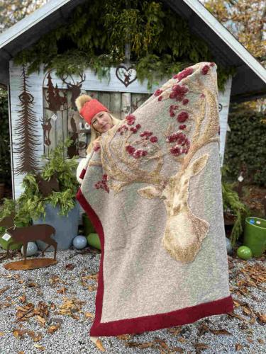 Frati HomeTextiles Happy Deer Decke Bordeaux