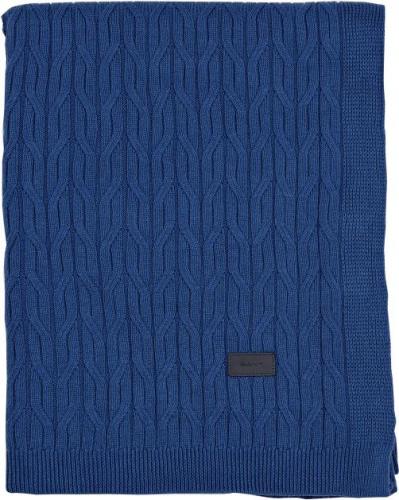 GANT Decke Flat Cable Knit Blue, Schoen, Weich, Kuschelig