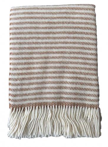 Gant Wohndecke mit Streifenmuster in Beige und Weiss, gefaltet
