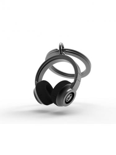 Schlüsselanhänger Headphone titan, schwarz
