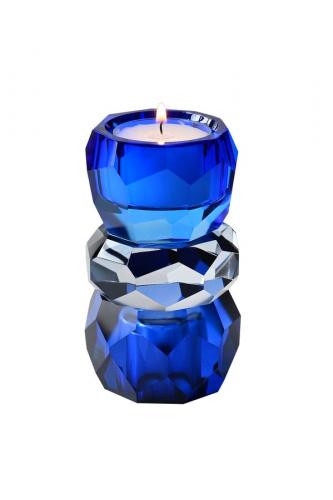 Gift Company Palisades Kristallglas Kerzen-/Teelichthalter blau