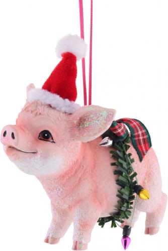 Gift Company Hänger Schwein mit Weihnachtsmütze