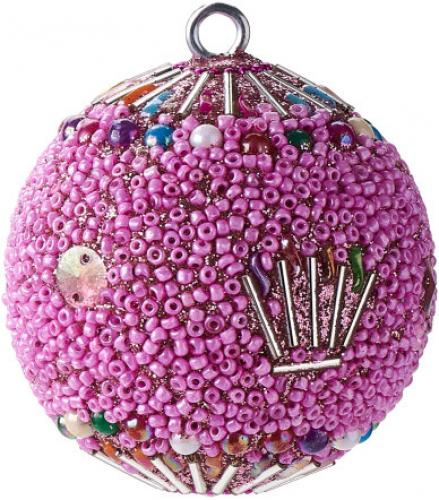Gift Company Opium Weihnachtskugel 6cm Blumenmuster rosa, schick, trendig, modern, Perlen