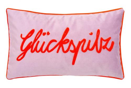 pad home Design Kissenhülle Letters Glückspilz lilac