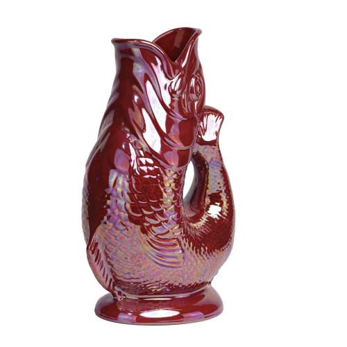 Preview: Gluggle Jug Cranberry Lustre Keramikkrug mit kunstvoll ausgearbeiteten Fischschuppen