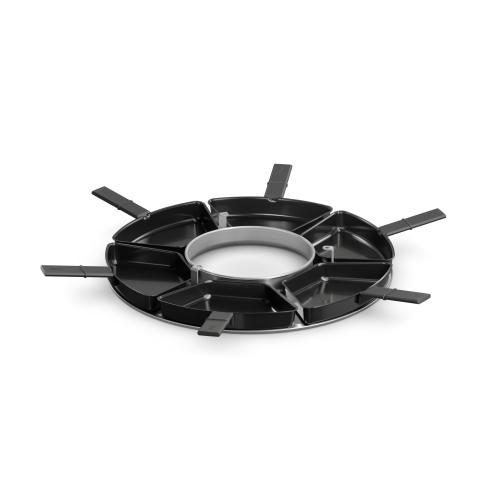 hoefats CIRCLE 35 Pfännchen-Set mit 6 Pfännchen unter dem Tischgrill im Einsatz